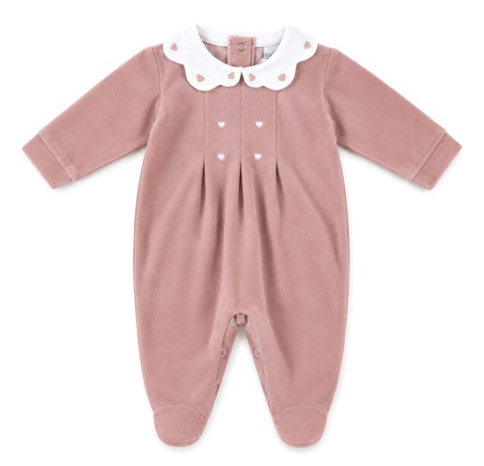 Baby Girl Chenille Sleepsuit with Embroidered Collar -...