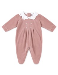 Tutina neonata in ciniglia con colletto ricamato - K205TC-CPR - Klaiadi
