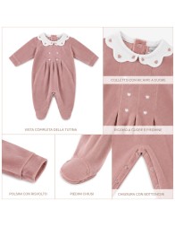 Baby Girl Chenille Sleepsuit with Embroidered Collar - K205TC-CPR - Klaiadì