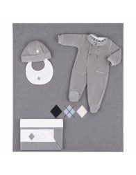 Set corredino prima uscita neonato in ciniglia Coccode' grigio perla con copertina e accessori