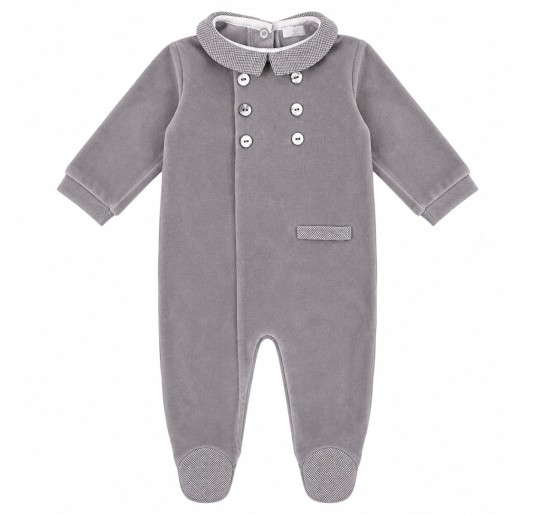 Set corredino prima uscita neonato in ciniglia Coccode' grigio perla con copertina e accessori 2