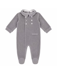 Newborn first outfit chenille layette set Coccode' pearl grey