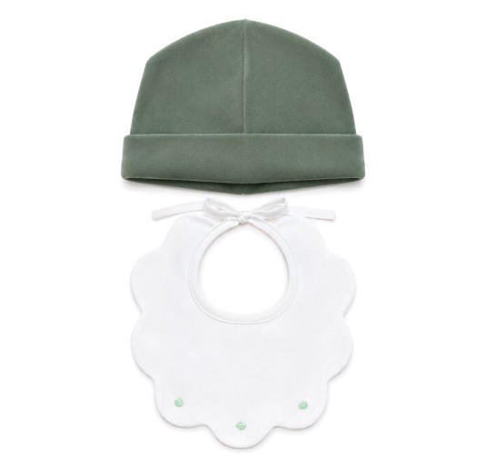 Baby Girl Chenille Hat Set with Embroidered Bib -...