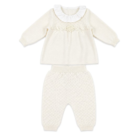 Baby girl pure wool 2-piece set Stella IS4019 with knitted dress and matching trousers