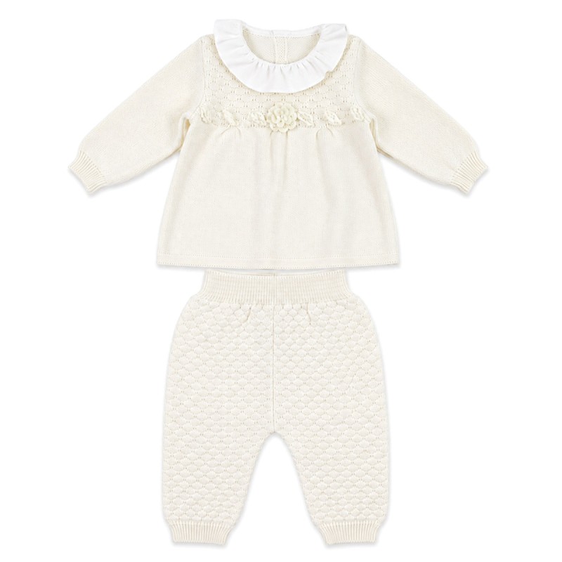 Baby girl pure wool 2-piece set Stella IS4019 with knitted dress and matching trousers
