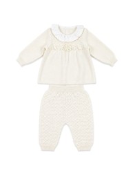 Baby girl pure wool 2-piece set Stella IS4019 with knitted dress and matching trousers