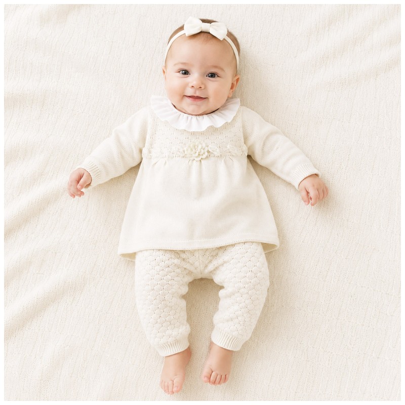 Tutina vestina neonata in pura lana Stella IS4019 Made in Italy per autunno e inverno