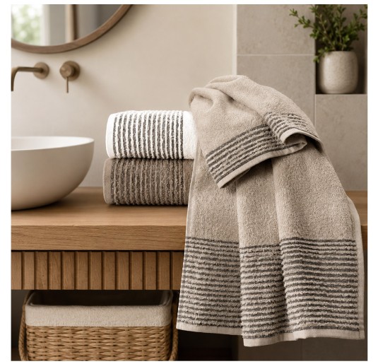 Set asciugamani in puro cotone Marlin Gabel con doppio cesello jacquard