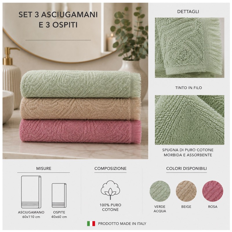 Set di 3 asciugamani e 3 ospiti in...