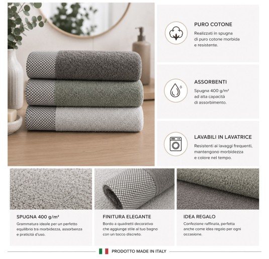 Set asciugamani in spugna di puro cotone 400 g/m² Nereo Gabel 2