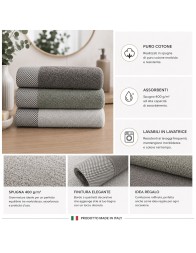 Set asciugamani bagno e ospiti in puro cotone 400 g/m² Gabel Made in Italy