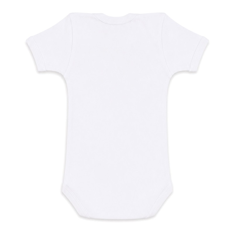 Short sleeve baby bodysuit in 100% cotton with snap-button closure