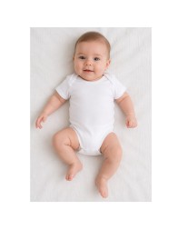 White baby bodysuit in pure cotton with envelope neckline