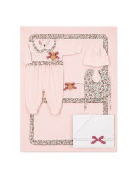 Chenille baby girl layette set SET502 with matching blanket and sleepsuit