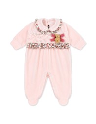 Teneri & Belli baby girl layette set with crib sheets, bib and chenille hat