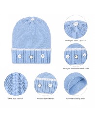 Cappellino neonato in filo di cotone - 1601AZ - Nancy Baby