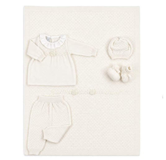 Set corredino nascita per neonata in pura lana - Stella