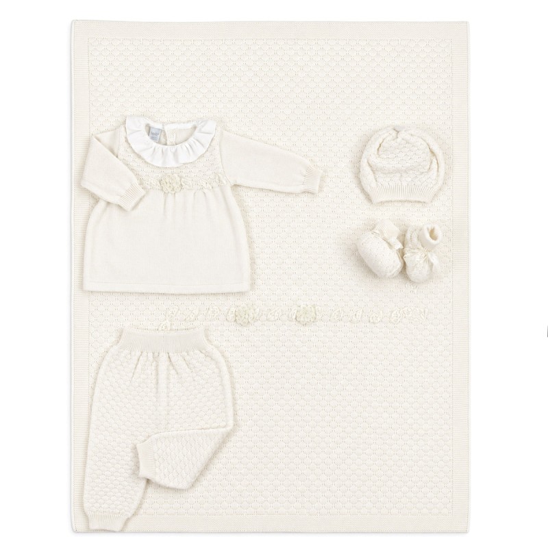 Newborn Baby Girl Layette Set in Pure Wool - Stella