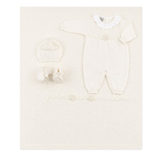 Set corredino nascita per neonata in pura lana - IS4000A26 - Stella