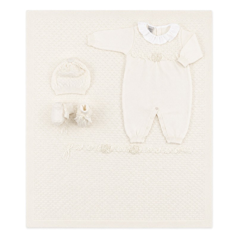 Set corredino nascita per neonata in pura lana - IS4000A26 - Stella