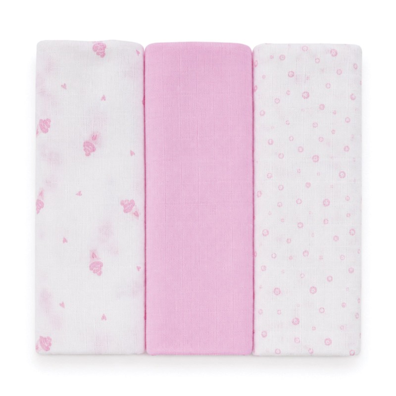 Set of 3 Pure Cotton Muslin Squares -...