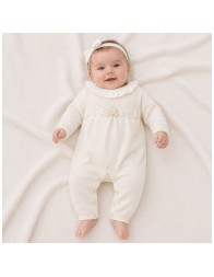 Tutina neonata in pura lana con girocollo volant - IS4010 - Stella