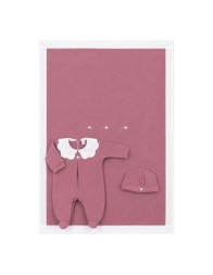Winter baby girl first outfit set Klaiadi K221 with viscose sleepsuit, hat and matching blanket Made in Italy
