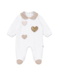 Velour baby girl babygrow with heart by Nazareno Gabrielli