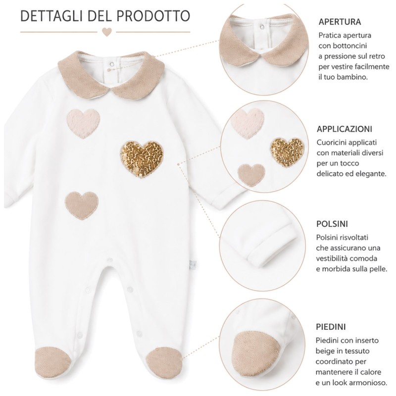 Tutina neonata in ciniglia con bottoni automatici Nazareno Gabrielli
