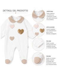Velour baby girl babygrow with snap buttons by Nazareno Gabrielli