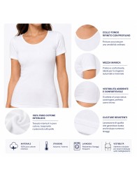 Women's short sleeve cotton interlock thermal undershirt for autumn and winter