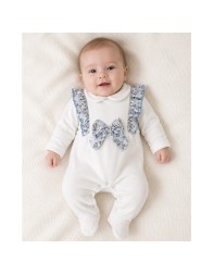 Baby girl velour sleepsuit with covered feet and snap buttons NG221037