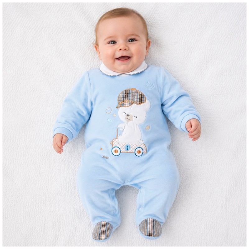 Chenille baby sleepsuit with bear and...