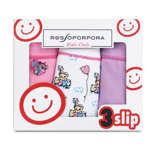 Set di 3 mutandine bambina Rosso Porpora Kids art. BA378 2