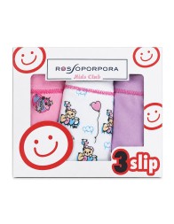 Pack of 3 Girls' Cotton Briefs - BA378 - Rosso Porpora Kids