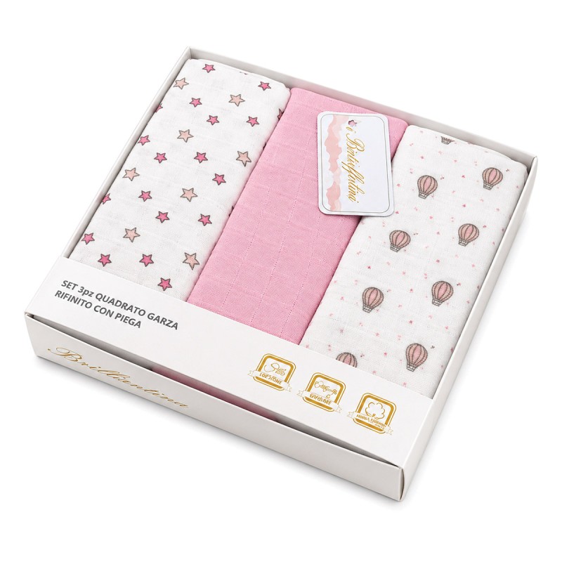 Set of 3 Patterned Muslin Squares –...