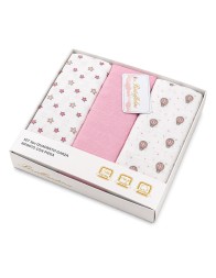 Set of 3 Patterned Muslin Squares – B316/14R – Batuffolini