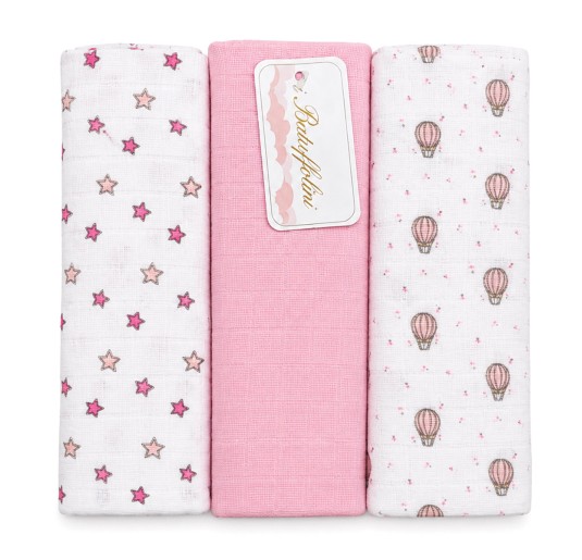Set of 3 Patterned Muslin Squares – B316/14R – Batuffolini 2