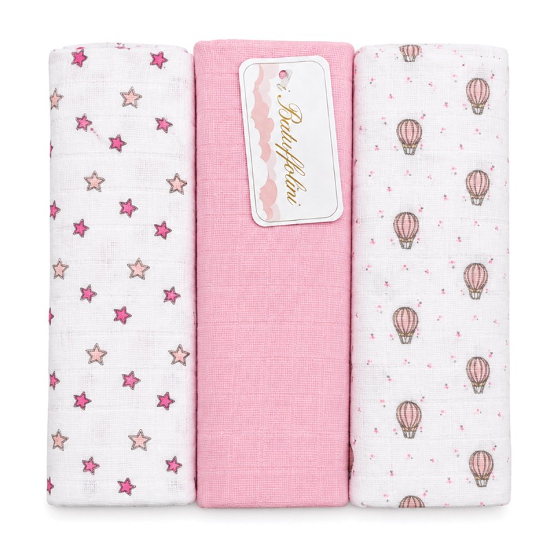 Set of 3 Patterned Muslin Squares –...