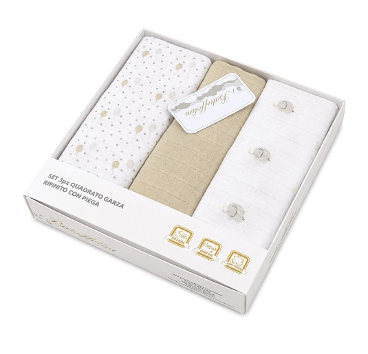 3-Pack Muslin for newborns - B31613BG - Batuffolini