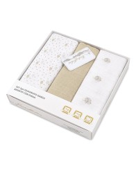 Set di 3 quadrati di garza per neonati - B31613BG - Batuffolini