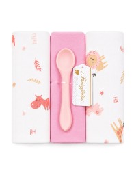 Set of 3 muslin gauze squares 70x70 with spoon I Batuffolini B252R