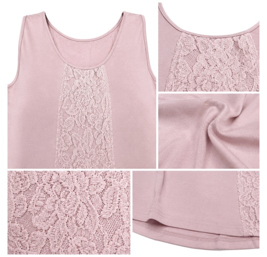 Sleeveless Nightdress with Central Lace Panel - Amelie -... 2