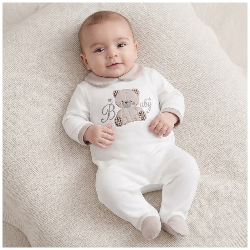 Tutina neonato ricamata in caldo cotone - LJ44451TT - Les Jolies