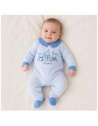 Tutina neonato ricamata in caldo cotone - LJ34140AZ - Les Jolies