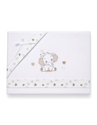 Embroidered Baby Cot Sheet Set – Elephant & Little Hearts – Mio Piccolo