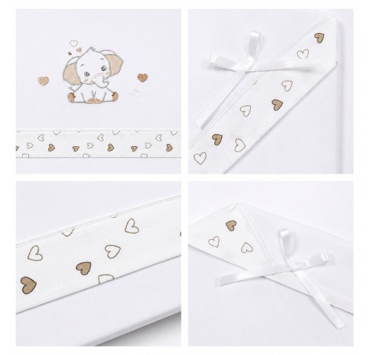 Set lenzuola lettino ricamato - Elefante e Cuoricini -... 2