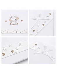 Embroidered Baby Cot Sheet Set – Elephant & Little Hearts – Mio Piccolo