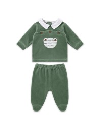 Completino neonato 2 pezzi in ciniglia con colletto - K211CLC - Klaiadì