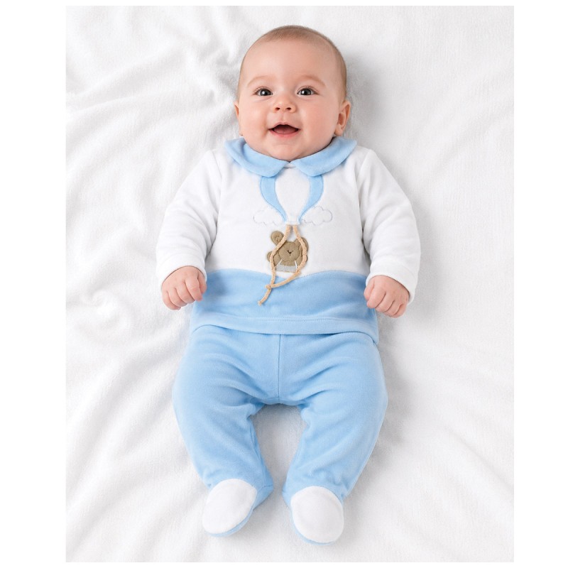 Chenille baby outfit with footed trousers and long-sleeve top by Klaiadì